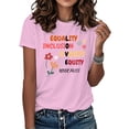thumbnail image 2 of adaychics Printed T Shirts for Women Crew Neck Equality Inclusion Diversity Equity Teacher Tee Shirt for Travel Date, 2 of 5