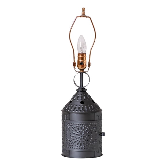 Irvins Country Tinware Paul Revere Lamp Base in Smokey Black