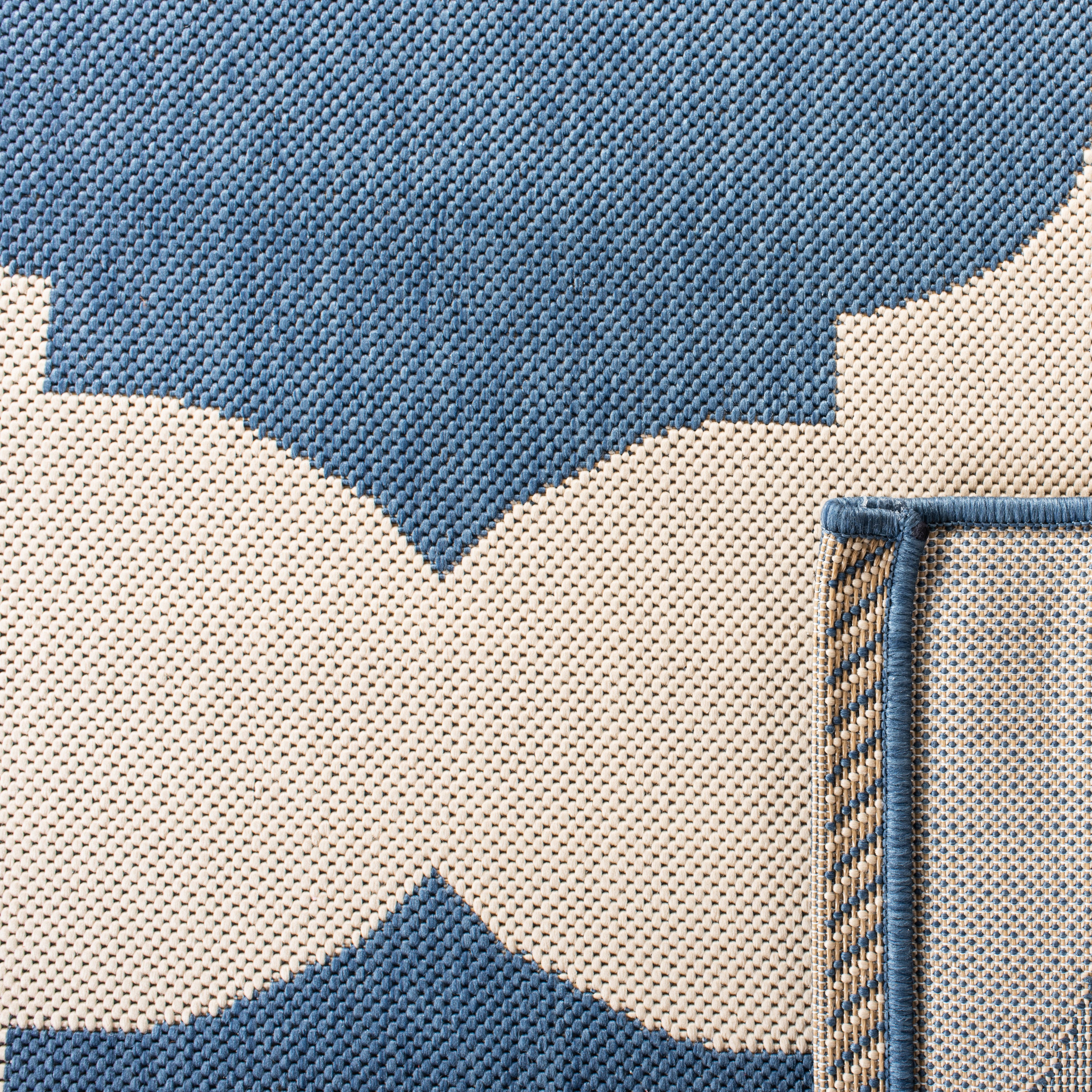 Safavieh Courtyard Elwyn Geometric Indoor/Outdoor Runner Rug, Beige/Blue, 2'3" x 8'