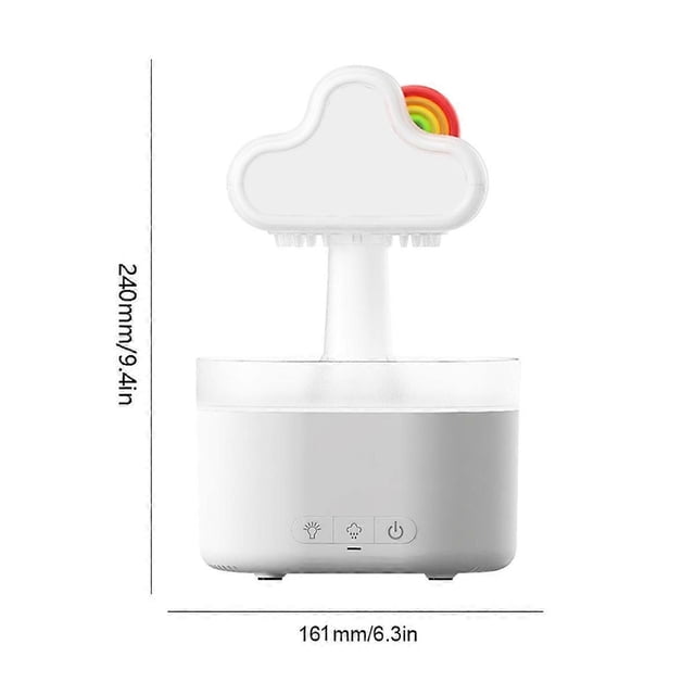 Mushroom Rain Drop Humidifier Stress Relief Aromatherapy Diffuser Rechargable with Multicolor Light Home Bedroom (EU) B