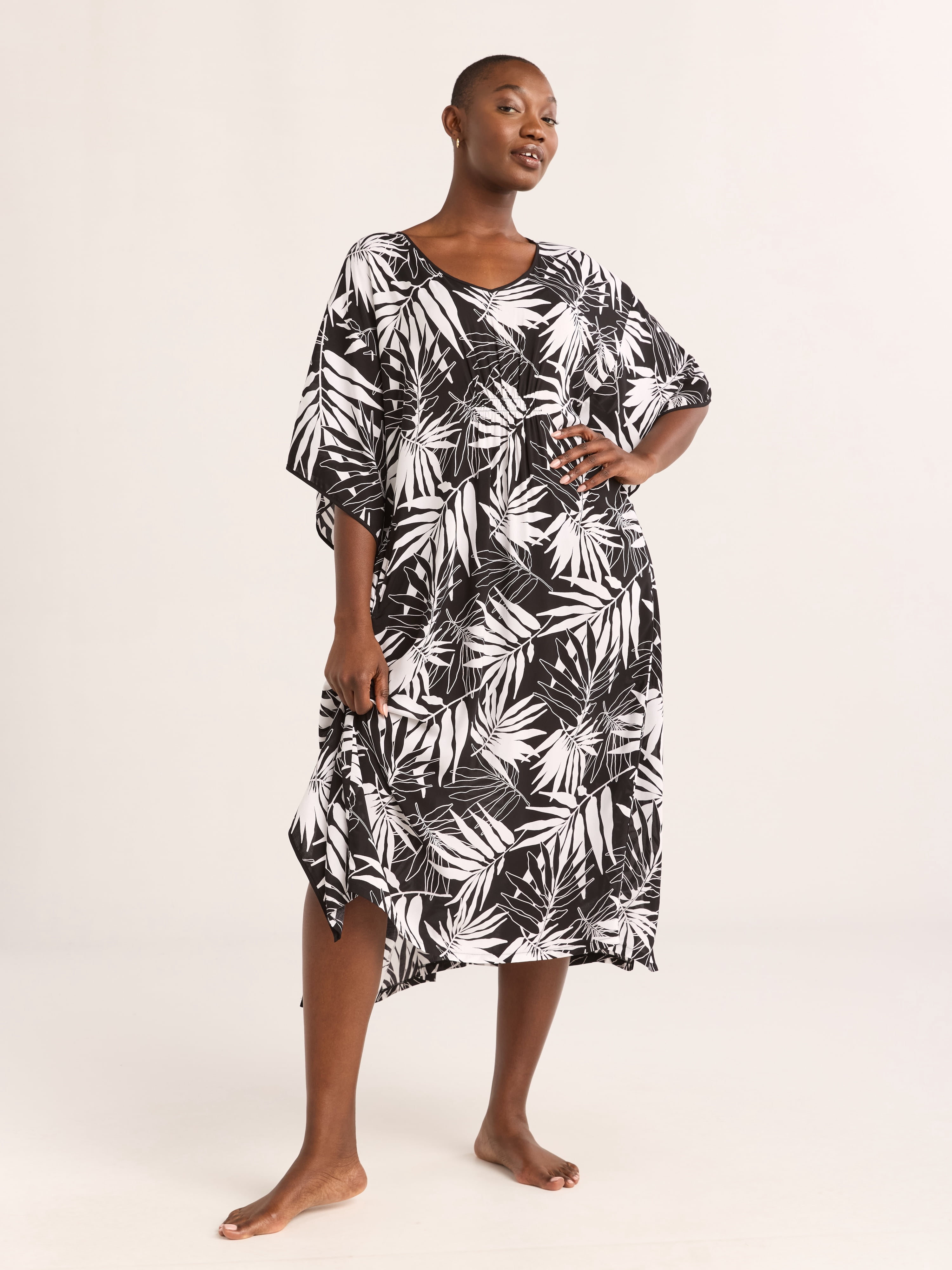 Joyspun Women’s Sleepwear Woven 46” Caftan Nightgown, S-4X