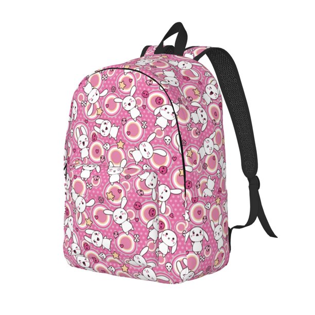 Easygdp Cute Rabbit Mochila de Lona Resistente para Laptop, Compatible con Laptops de 15 a 17 pulgadas, Ideal para Escuela, Trabajo y Viajes-Medium