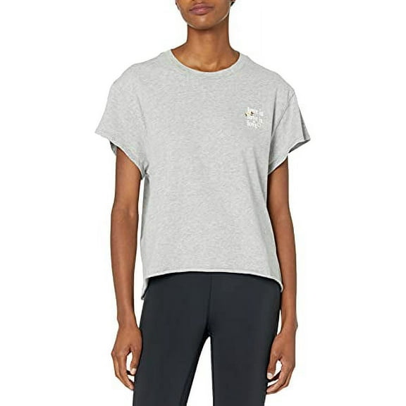 Bandier x Sincerely Jules_The Aster Tee Vintage Heather Grey Embroidered Size XS