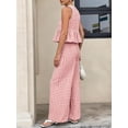 thumbnail image 4 of Womens 2 Piece Gingham Plaid Set Sleeveless Ruffle Tank Top Wide Leg Pants Summer Matching Lounge Outfits, 4 of 8