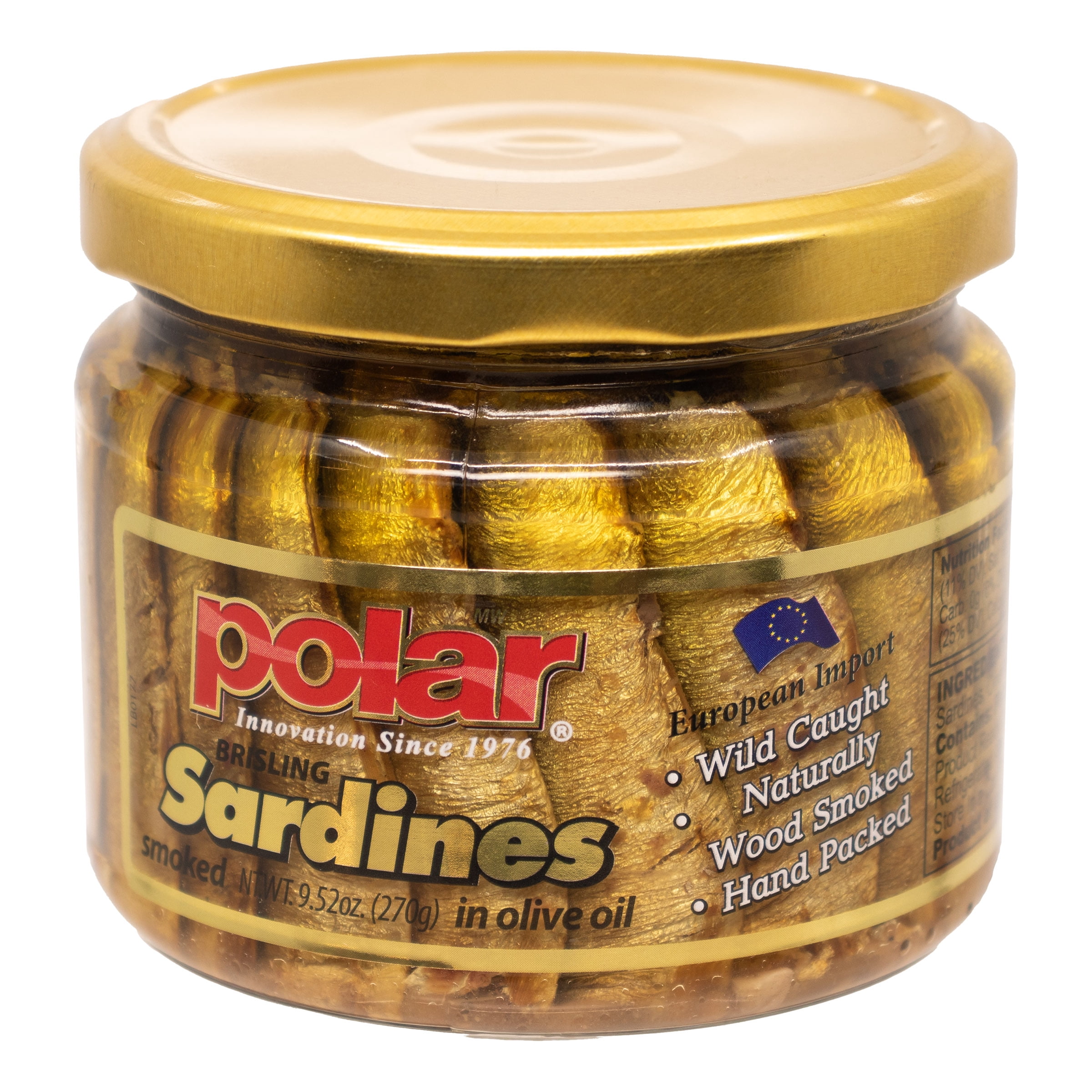 MW Polar Brisling Sardines Smoked in Olive Oil in Glass Jar 9.5 oz (Pack of 6)