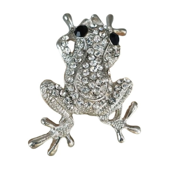 Fashionable Brooch With Green Crystal Embellishment Sparkling Crystal Frogs Pin Trendy Women Accessories Jewelry
