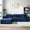 Blue, variant on Congermom 105" Modular L-Shape Sectional Sofa with Chaise & Pillows, Comfy Deep-Seat Cloud-Couch, Luxury Velvet Sectional for Living Room, Left Facing Chaise, Black