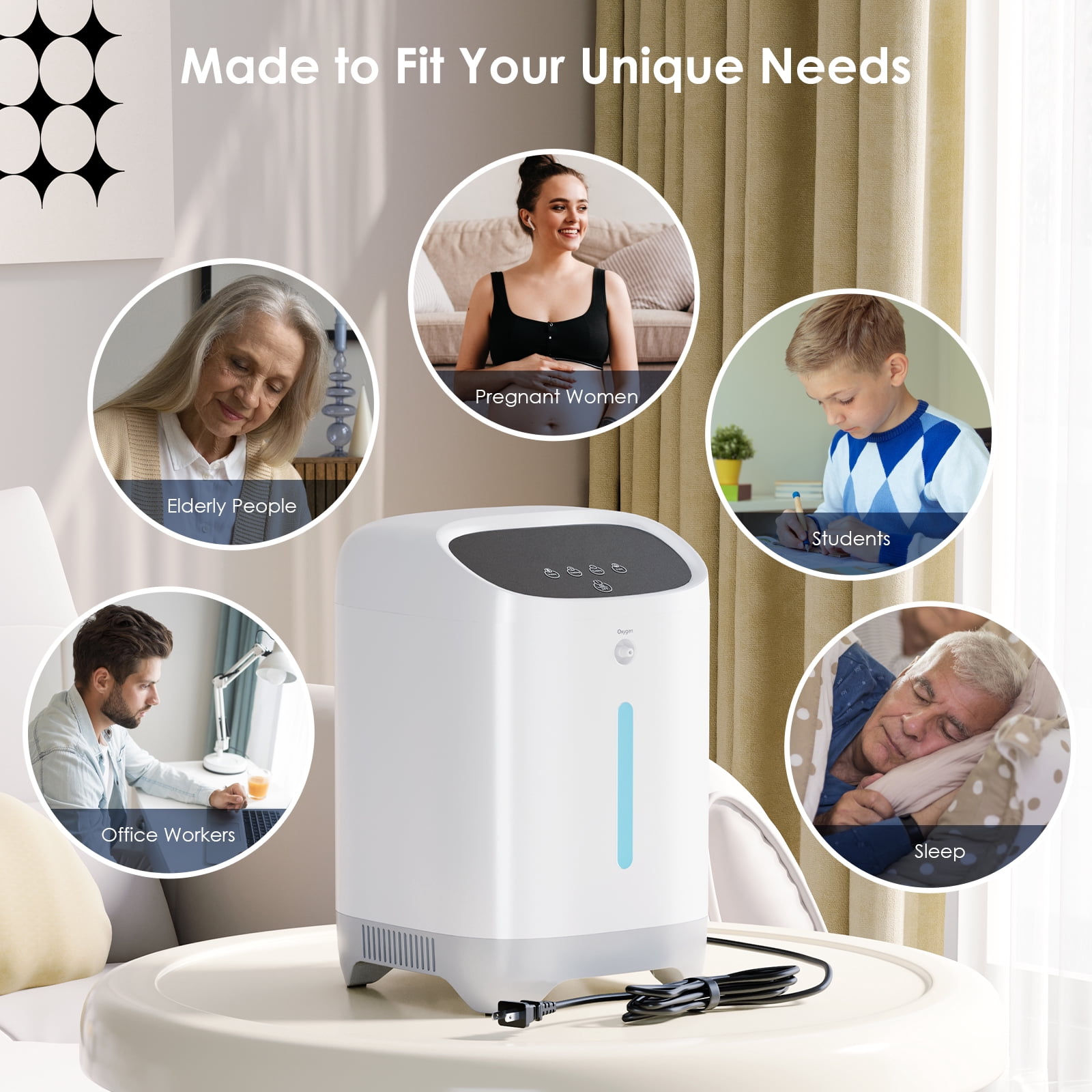 BIENDAY Continus-Home use 1-7L/Min &Bag Oxygen Machine Portable Tube&Oxygen Generator-th 2 in 1 equipment con full Accessor 93% concentration-1S