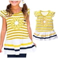thumbnail image 3 of Ugoldhm Girls Ruffle Short Sleeve T-Shirt, Cute Flower Print Babydoll Striped Crewneck Summer Tee (Ages 1-10), 3 of 6