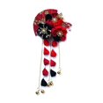 thumbnail image 1 of CRB Fashion - Clip para corbata para mujer, diseño de kimono japonés con flor Kanzashi (rojo/negro), 1 of 5