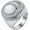 Silver, variant on Unisex Sunburst Signet Ring, Polished Dome Center Radiant Line Textured Stainless Steel Statement Band