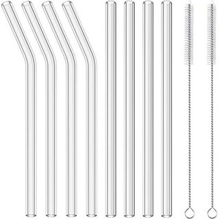 8 Pcs Reusable Glass Straws with Flower Butterfly Glass Straws Clear  Shatter Resistant Bent Straws Colorful Floral Straws Cute Reusable Straws  with 2