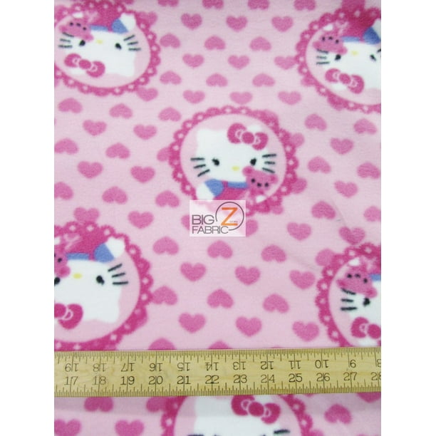 Fleece Printed Fabric / Hello Kitty & Teddy Medallions By Springs