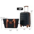 thumbnail image 5 of Luggage Sets,2-Piece Lightweight Suitcase Set with Bag and TSA Lock, Hardshell Suitcases with Spinner Wheels, (20"),Black+Brown, 5 of 6