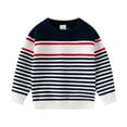 thumbnail image 3 of WRKEKC Sweaters for Girls Kids Sweater Striped Crewneck Long Sleeve Thick Warm Soft Cozy Casual Knit Sweater Base Layer for 2-10Y Kids Winter Fall Everyday Wear, 3 of 9