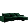 thumbnail image 6 of 122" Corduroy Sectional Sofa,  L Shaped Couch with Storage Footstool & 3 Pillow, Sectional Couch for Living Room Apartment, Green, 6 of 9