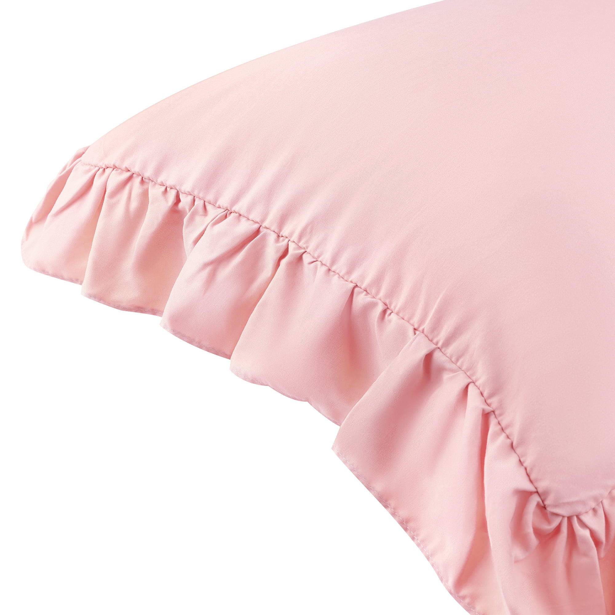 Unique Bargains Set of 2  Single Layer Ruffled Envelope Closure Pillow Shams Queen Pink