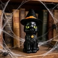 thumbnail image 3 of Halloween Black Cat Decorations with Witch Hat, Resin Black Cat Figurine Ornament for Table Mantel Party Home Office Decoration, 4", 3 of 6