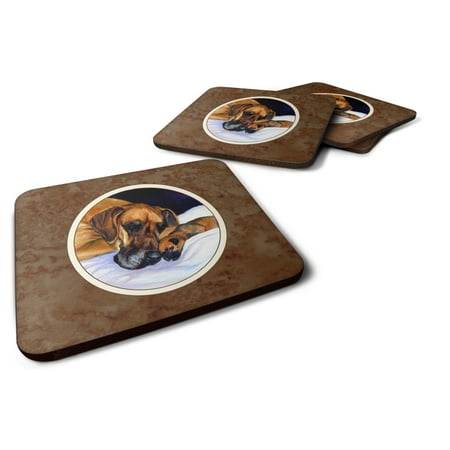 

Carolines Treasures 7099FC Natural Eared Fawn Great Dane Momma and Puppy Foam Coaster Set of 4 3 1/2 x 3 1/2