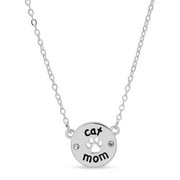 Pet Friends Women's Jewelry Silver Tone Cat Mom Pendant Necklace, 16" Length