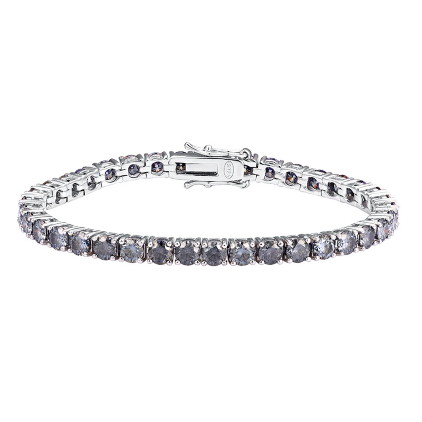 4MM Grey Moissanite Tennis Bracelets for Women Unisex 925 Silver Plated 18K White Gold Tennis Bracelet Men D Color VVS1 Moissanite Diamond Bracelet Jewelry 16-23CM
