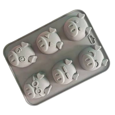 

6 Cavity Silicone Chocolate Molds Cute Pig Non Stick Reusable Hard Candy Mousse Fondant Sugarcraft Dessert Pastry Mould DIY Supplies