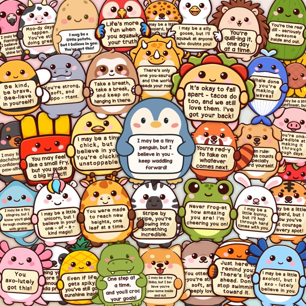Paquete de stickers Puraesla Tiny Cheer Squad 200 piezas de apoyo emocional