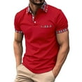 thumbnail image 1 of WTXUE Polos Short Sleeve, Lapel Golf Shirts for Men Spring Summer Casual Buttons Lapel T Shirt Tops Solid | Workwear for Men Red S, 1 of 5