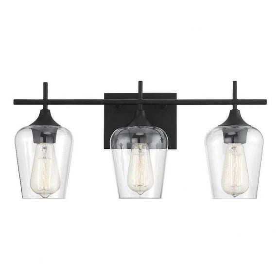 3 Light Bath Bar-Transitional Style with Contemporary and Bohemian Inspirations-9 inches Tall By 21 inches Wide-Black Finish Bailey Street Home