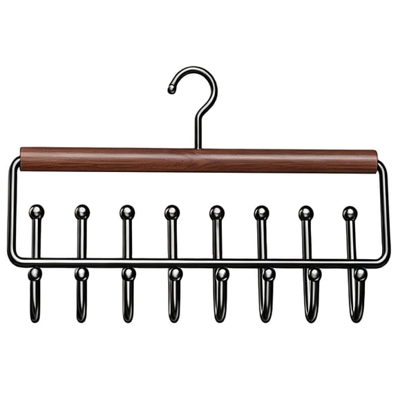 Clearance Under $2 Wooden Tie and Belt Hanger, Rotating Hook Organizer for Closet and Wardrobe Style A