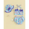 thumbnail image 3 of Hirigin Toddler Baby Girls Swimsuit 3 Piece Bikini Set Strawberry/Mermaid Bikini Top Trunks Shorts Bathing Suit with Sun Hat, 3 of 8