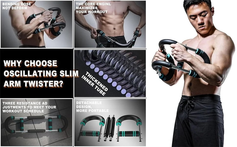 Saker Twister Arm Trainer, 40-100lb Adjustable Chest Workout Equipment, Arm Trainer, Twister Arm Trainer, Portable Power Twister Bar, Detachable Design Fitness Anywhere
