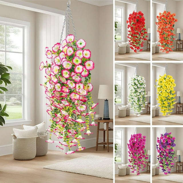 Colgante de pared de enredadera de flor de rosa artificial - Guirnalda floral de imitación de plástico decorativa de 75 cm | Decoración del techo de la sala de estar | Cubierta de conducto de