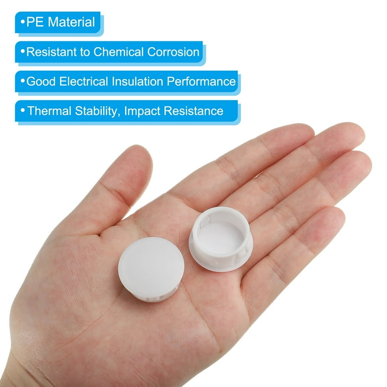 Uxcell 30-Pack 22mm White Plastic Hole Plugs - Flush Mount Snap-in Plugs For Furniture, Panels