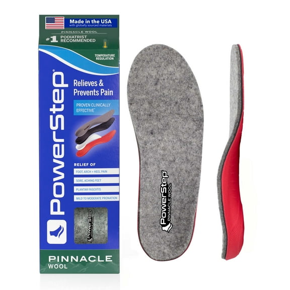 PowerStep Pinnacle Wool Full Length Orthotic Shoe Insoles with Neutral Arch Support for Outdoor Adventures