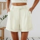 thumbnail image 1 of MKLEKYY Pantalones Cortos de Vestir de Cintura Alta para Mujer con Pliegues, Bolsillos Laterales y Espalda Elástica, Cómodos, Transpirables, Informales, para Viajar, Verano, Primavera y Otoño., 1 of 4