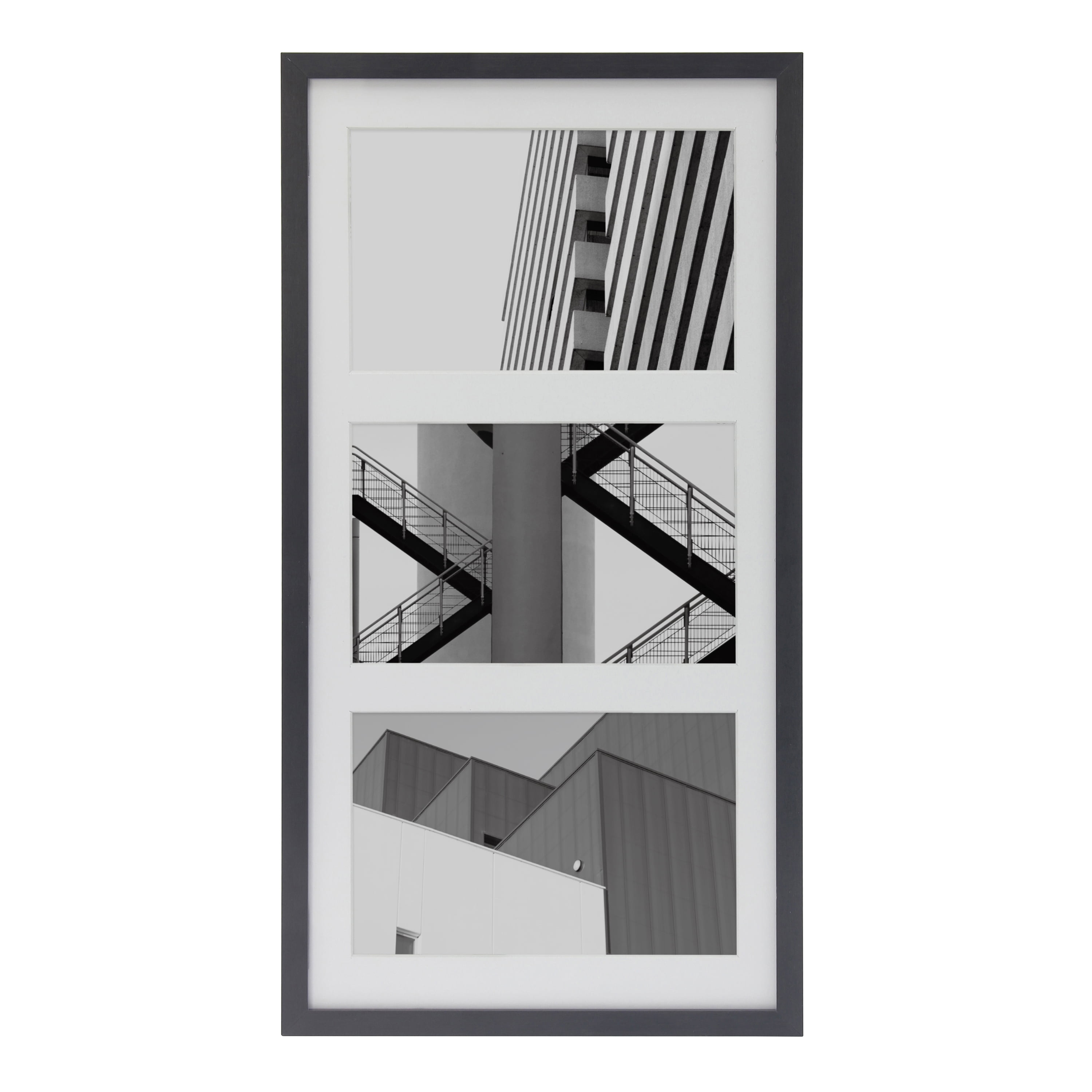 Better Homes & Gardens 7x14 Matted to 4x6 3-Openings Metal Gallery Wall Picture Frame, Black