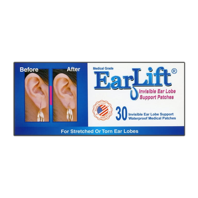 MAPPERZ Ear Lobe Support Patches, Waterproof Earring Patches, Invisible  Earring Backs For Droopy Ears Against Tearing, Ear Care Products for  Torn-Stretched Ear Lobes, Provide Relief, Pack Of 30 Dots 