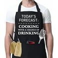 thumbnail image 3 of Funny Aprons for Men, Mens BBQ Aprons Cooking with A Chance of Drinking, Fully Adjustable, Two Pockets, Extra Long Ties, 3 of 6
