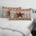 thumbnail image 3 of Red Texas Star Vintage Pillow Covers, Linen Long Throw Pillow Case, Farmhouse Berry Brown Wooden Holiday Pillow Protector Decorative Cushion Cover for Living Room/Bedroom 20" x 36", 3 of 8
