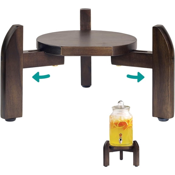 Drink Dispenser Stand Adjustable Width from 8" to 11.2" Wide - Beverage Jar and Water Plastic Jug Holder - to plant flower pots - Adjustable up to11.2-inch Wide (For 5-Gal Jug 8"-11.2")- Walnut Color