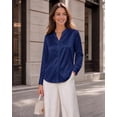 thumbnail image 4 of Zeagoo Silk Long Sleeve Tops for Women Button-up Shirts Dressy Bussines Work Blouses, 4 of 6