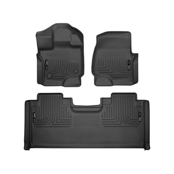 Husky Liners 94051 Weatherbeater Floor Mats Fit 2015-2025 Ford F-150 SuperCab Front/2nd Row Liners 3pc Black