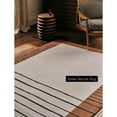 thumbnail image 2 of Hand-Tufted Solid Rug with Border And Striped – 7x10 – Warm Ivory Center, Brown Border, 2 of 3