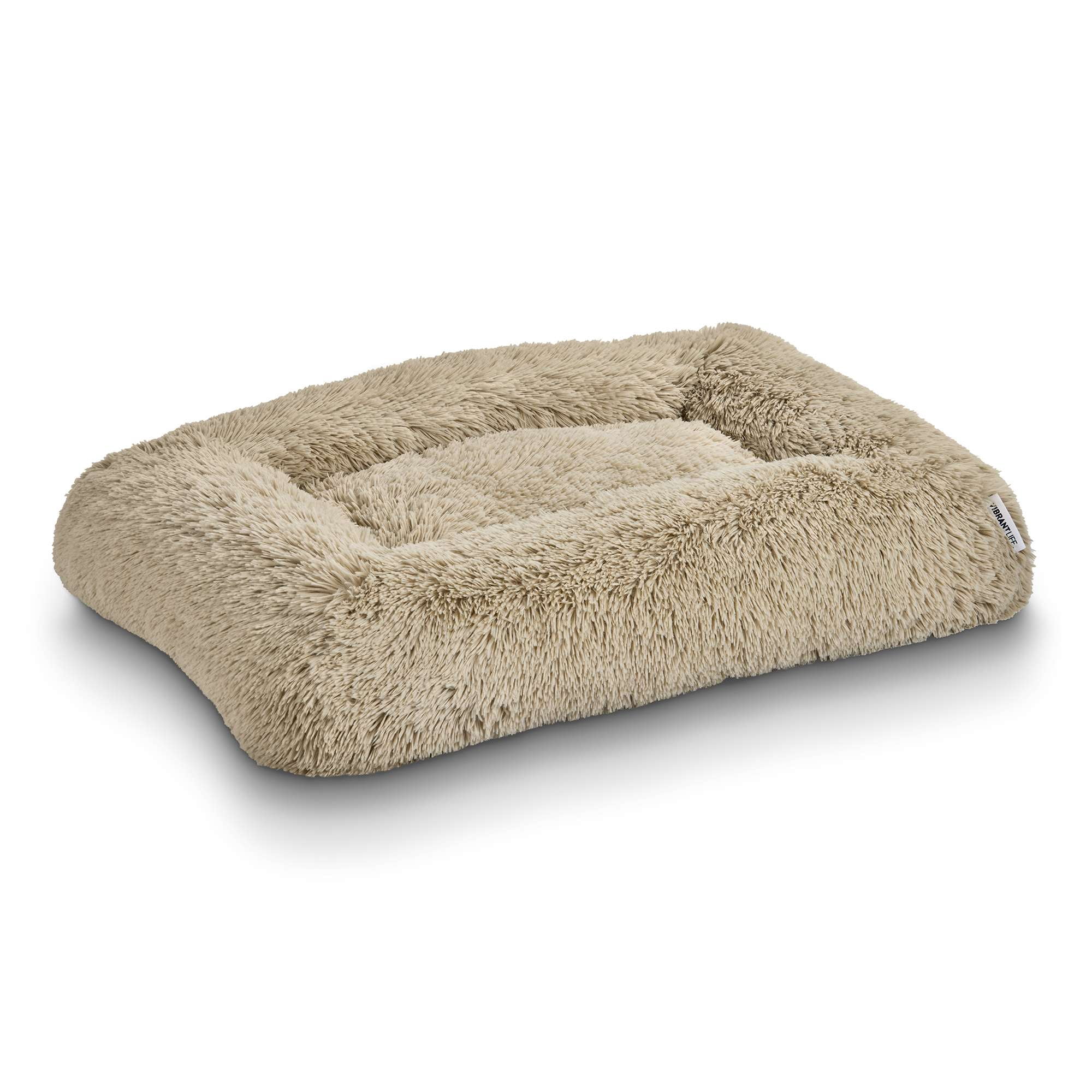 Vibrant Life Furry Cozy Bolster Pillow Dog Bed, Large , Oatmeal, 35" x 25"