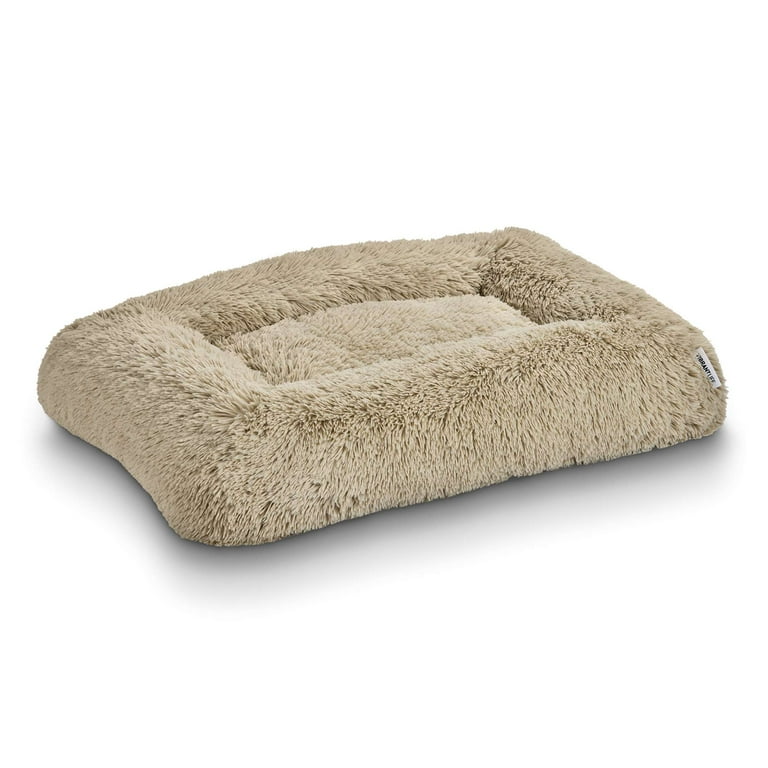 Vibrant Life Furry Cozy Bolster Pillow Dog Bed, Large Oatmeal