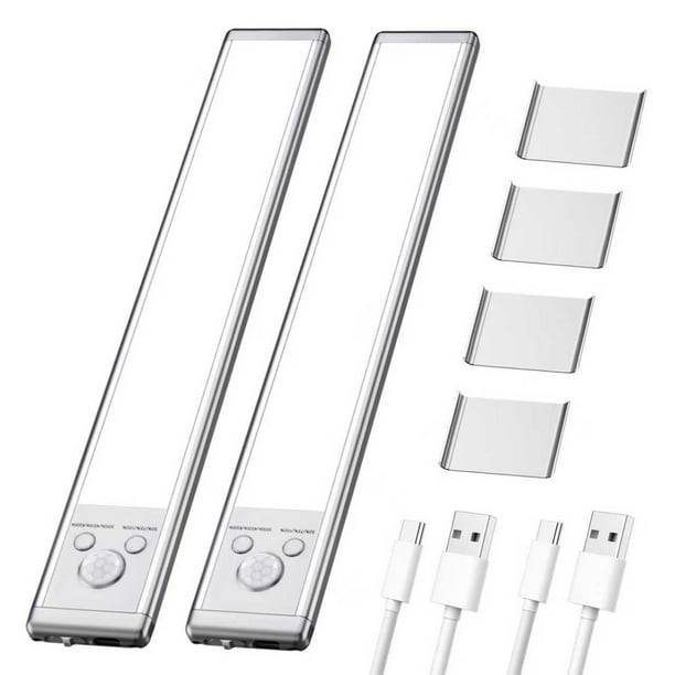 Barra de Luz LED con Sensor de Movimiento para Bajo del Gabinete - Recargable USB-C, Brillo y Color Dimerizable en 3 Niveles, Montaje Magnético, Luz Nocturna para Interiores de Pasillo, Cocina o
