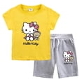 thumbnail image 3 of Hello Kitty nueva ropa para niños, Tops de algodón para niñas, pantalones cortos, traje de dos piezas, pantalones casuales de cinco puntos para niños + conjunto de Camiseta de cuello redondo, 3 of 4