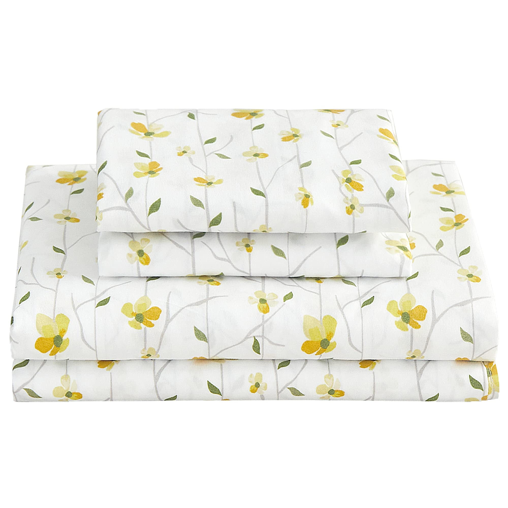 softan Queen Sheet Set Yellow Floral Bed Sheets Queen Printed Sheets