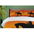 thumbnail image 4 of Ambesonne Silhouette Duvet Cover Set, Lonely Cowboy Horseback, 2-Calking, Black Vermilion, 4 of 6
